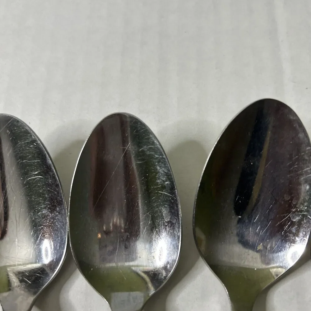Rocco Spoon Set Of 5 Lot tablespoon? size FLAWED-ALL Damaged and Discolored Worn